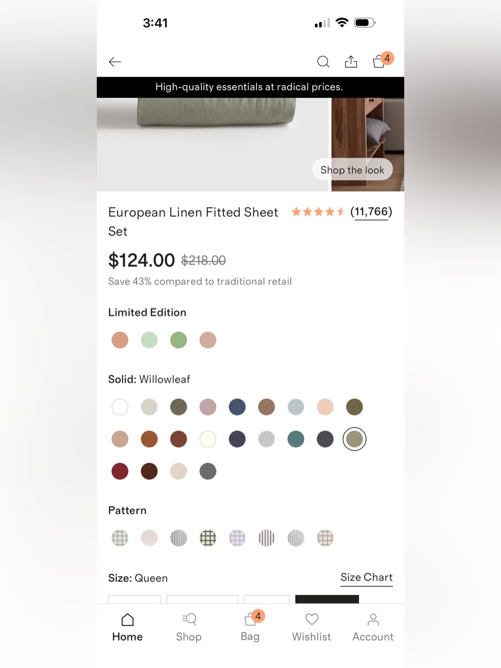NWOT European Willowleaf Linen Queen Fitted Sheet Set - Retail $124 - Picture 7 of 7